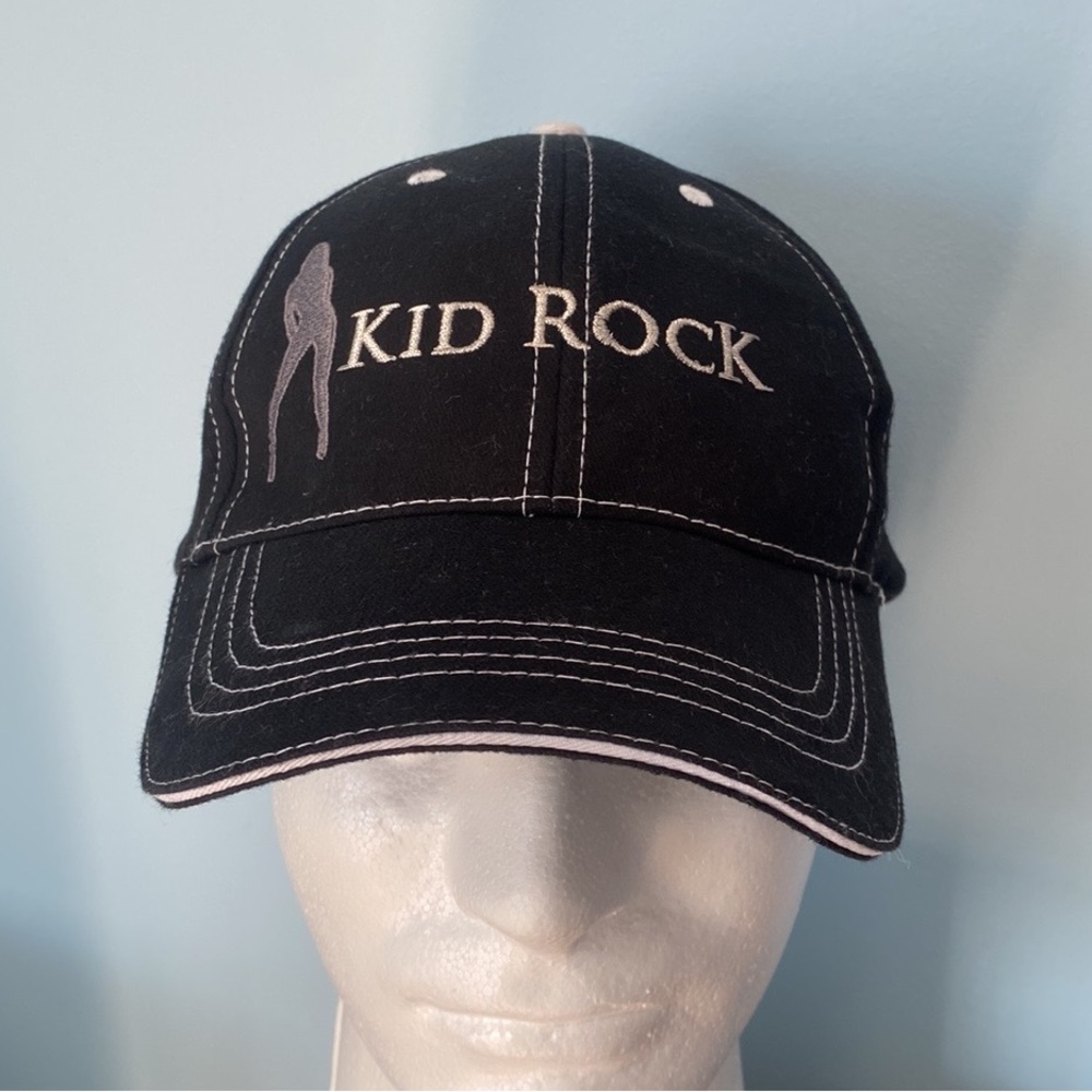 Kid Rock “American Bad Ass” Black Hat With White Stitching And Embroidered Logo